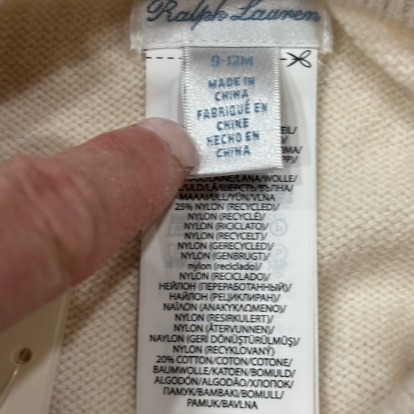 Ralph Lauren NWT Boys Polo Bear Cream Sweater Set - Baby 9M-12M - Picture 14 of 15